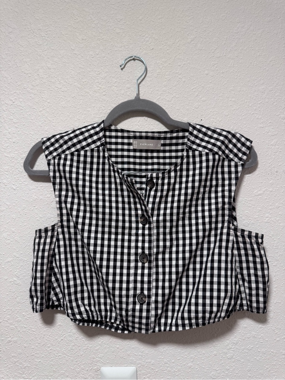 Everlane Black & White Gingham Button Front Top